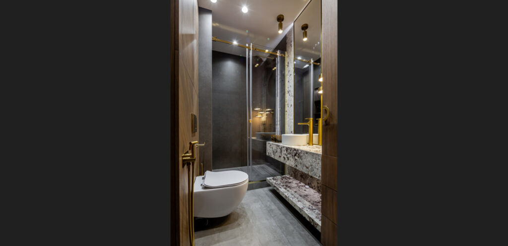 Реализованный дизайн ванной, квартира в ЖК WelltonTowers, 112 м2